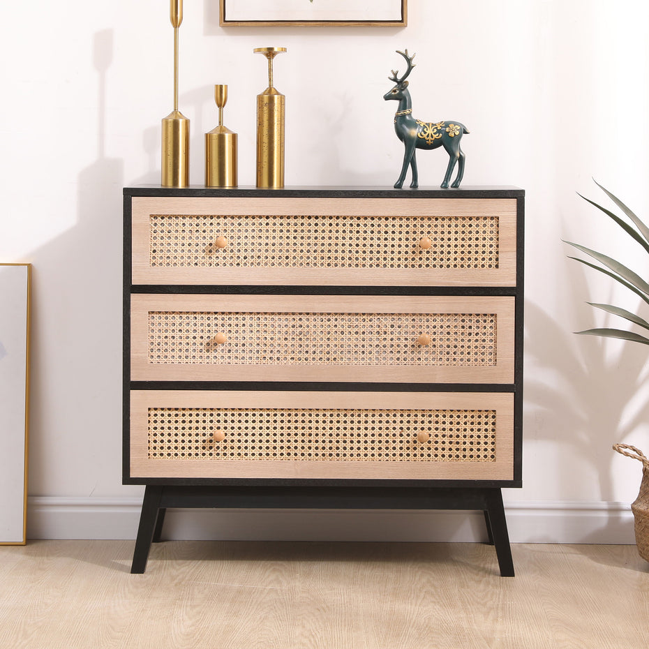 Drawers Rattan Storage Cabinet Rattan Drawer, For Bedroom, Living Room