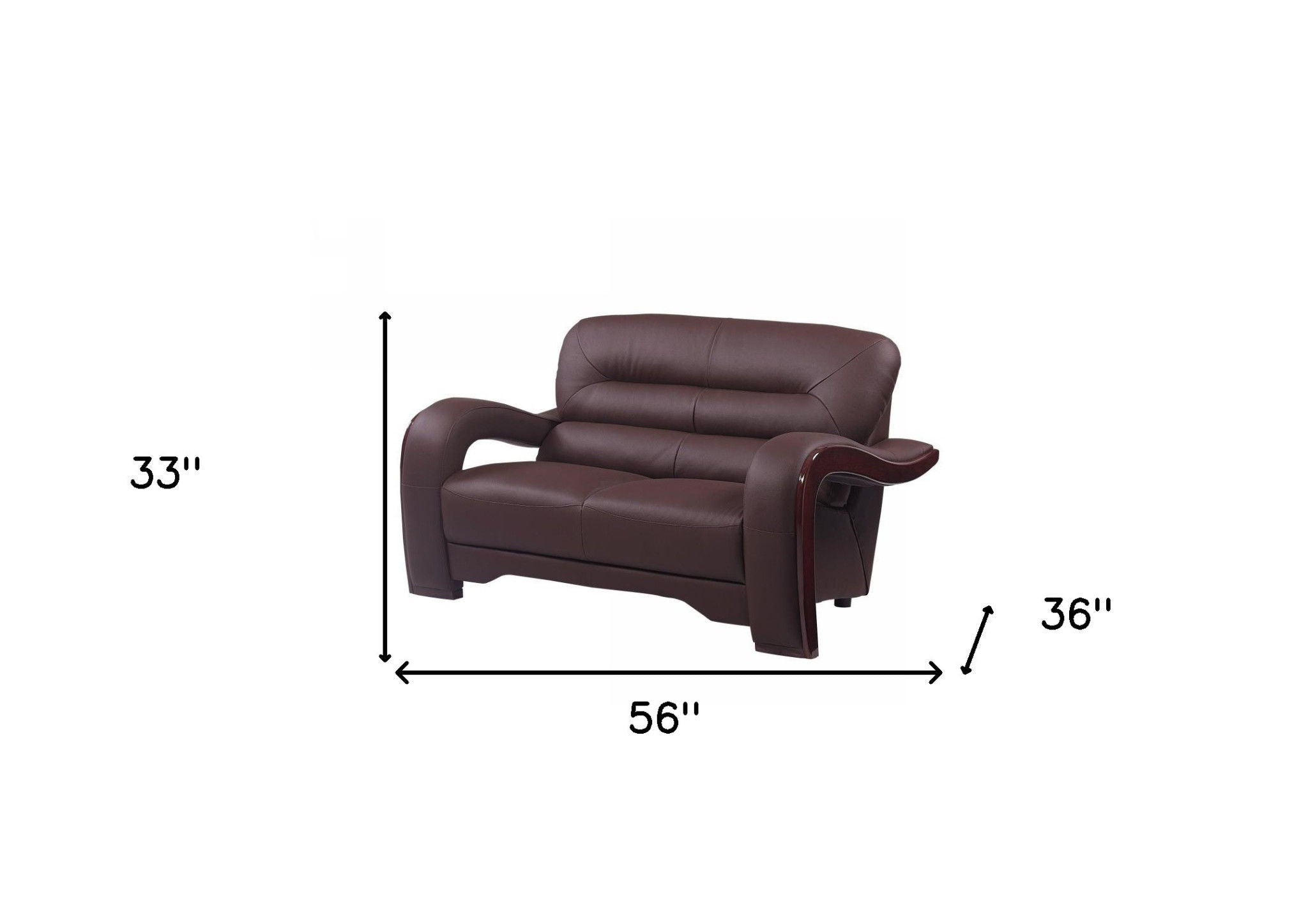 Faux Leather Love Seat - Brown / Dark Brown