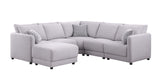 Penelope - Fabric Reversible Modular Sectional Sofa With Ottoman And Pillows Gray 5 Pc. Sectional With LAF Ottoman by Lilola Home | Bel Furniture