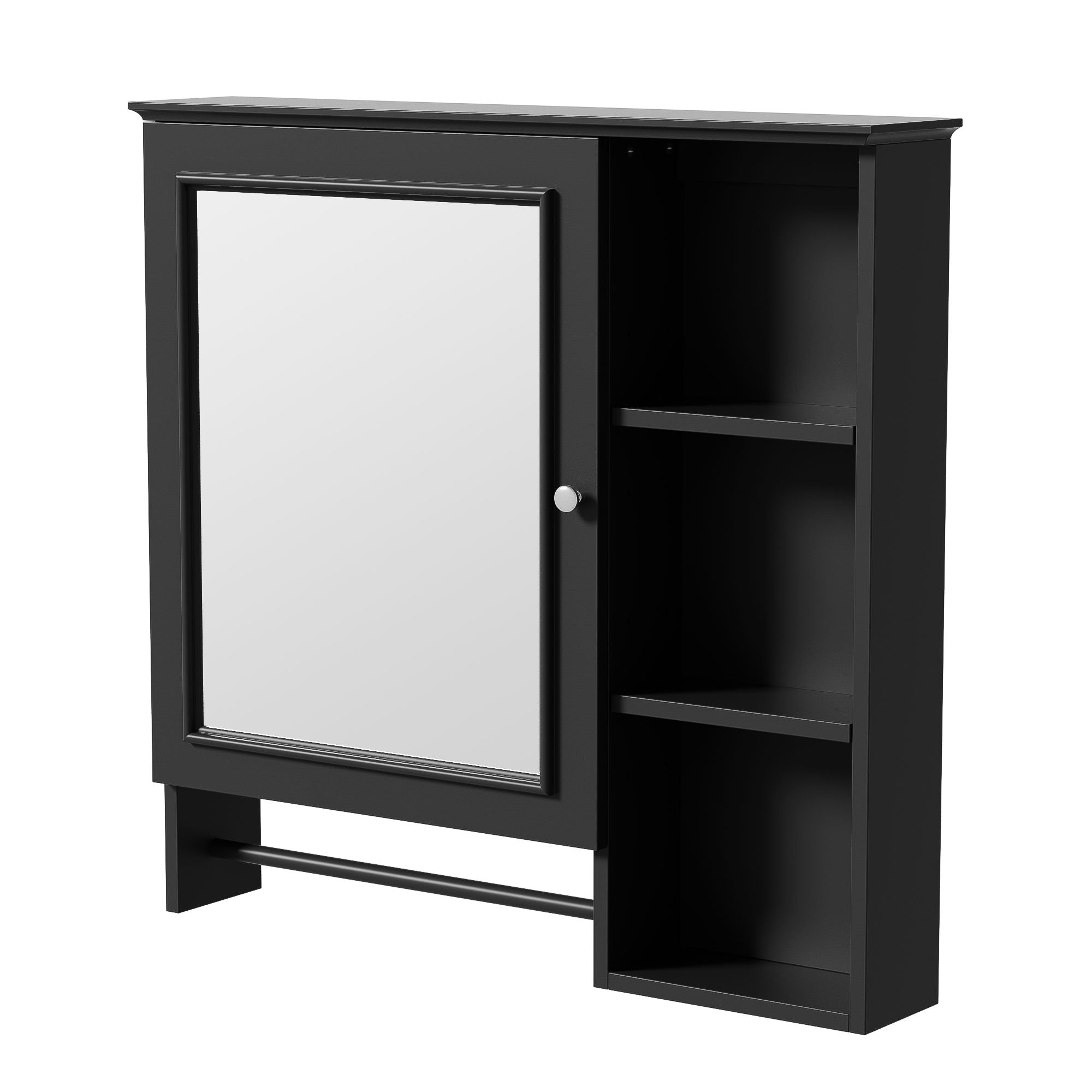 Wall Mounted Bathroom Storage Cabinet, Medicine Cabinets With Large Mirror Door, Adjustable Shelves And Three Open Storage Levels(Not Include Bathroom Vanity)