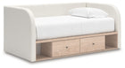 Arloster - Twin Upholstered Day Bed With Storage - Tan / White