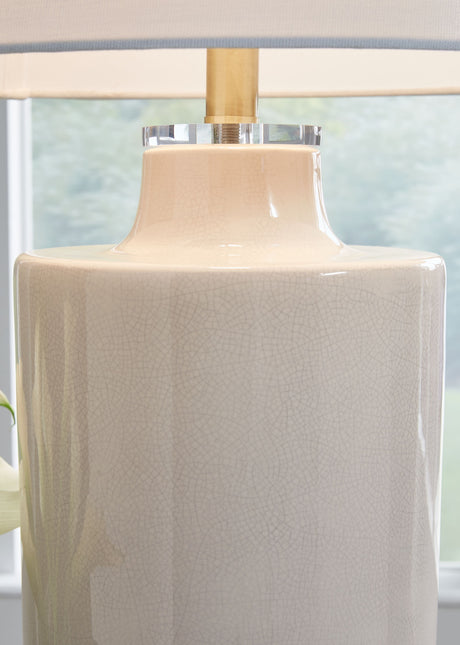 Cylener - Off White - Ceramic Table Lamp by Ashley Furniture | Bel Furniture
