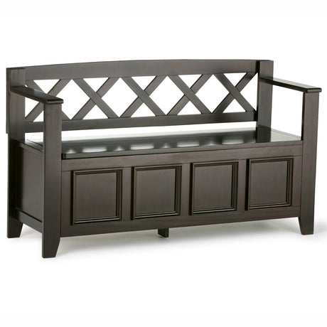 Amherst - Entryway Storage Bench - Hickory Brown by Simpli-Home | Bel Furniture