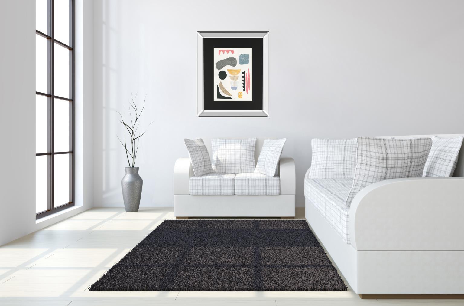 Mixed Shapes I By Courtney Prahl Mirrored Frame - Black