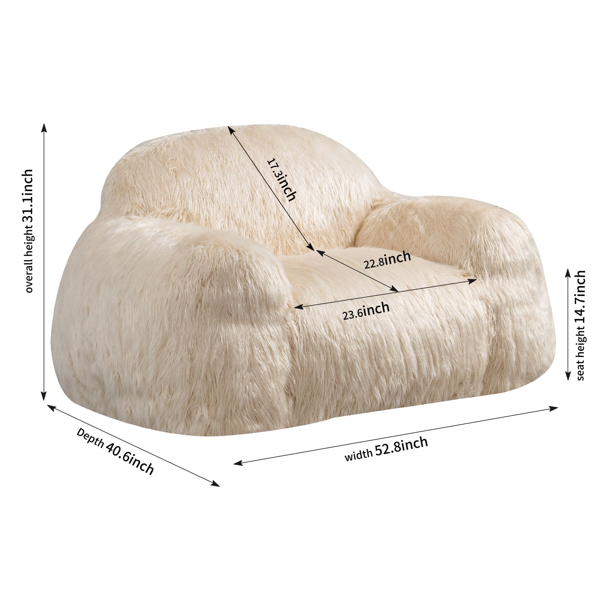 Bean Bag Chair Lazy Long Hair Sofa Bean Bag Chair Adult, Teen High Density Foam Filled Modern Focus Chair Comfortable Living Room, Bedroom Chair