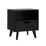 Modern 1 Drawer Nightstand With Open Cubby Black by Walker Edison | Bel Furniture