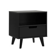 Modern 1 Drawer Nightstand With Open Cubby Black by Walker Edison | Bel Furniture