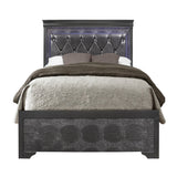 Shaker - 5 Pieces Bedroom Set With Crystal Inspired Tufted Headboard And LED Lighting