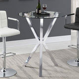 Denali - Round Glass Top Bistro Bar Table - Chrome by CoasterEssence | Bel Furniture