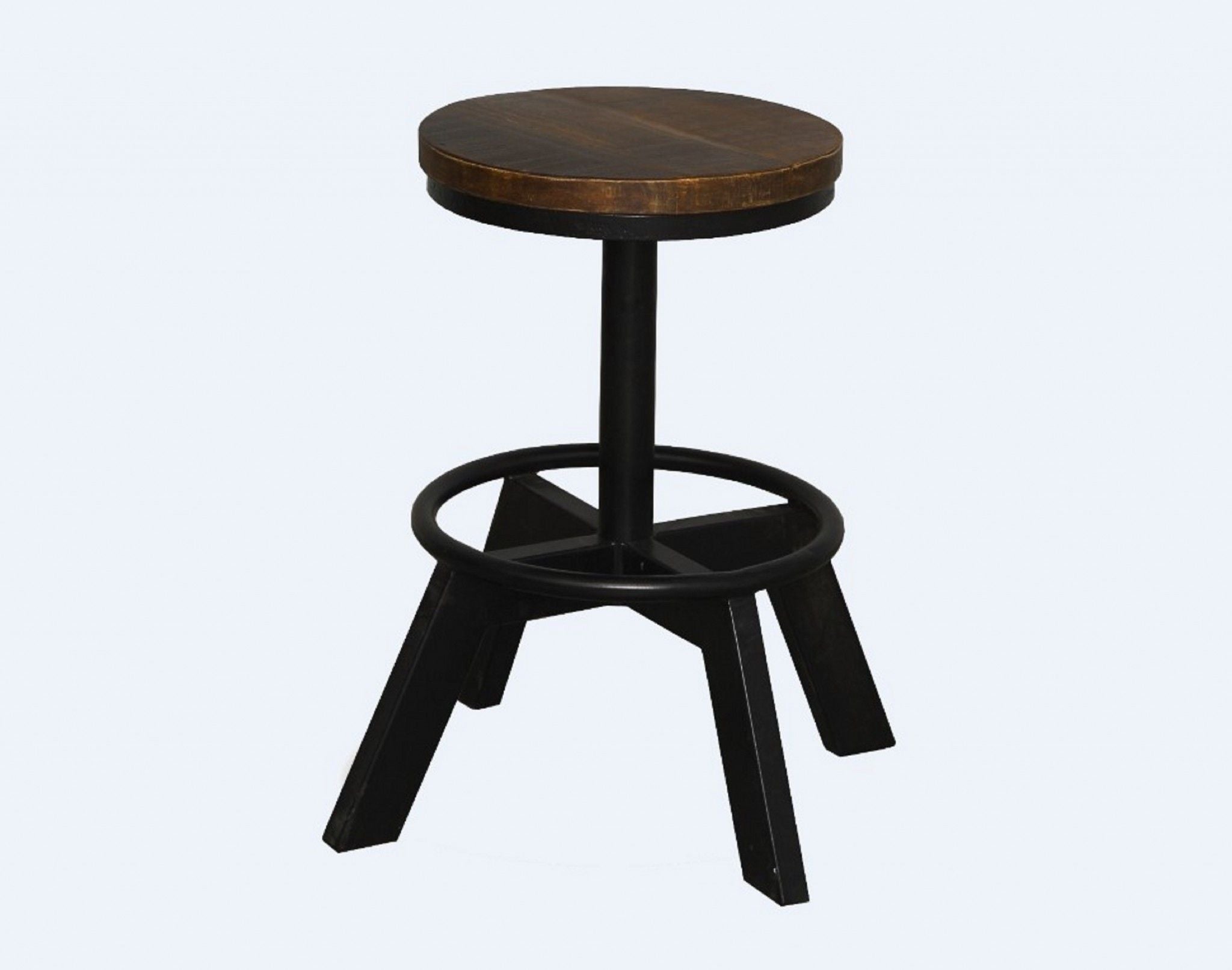 Iron Backless Bar Chair - Brown / Black