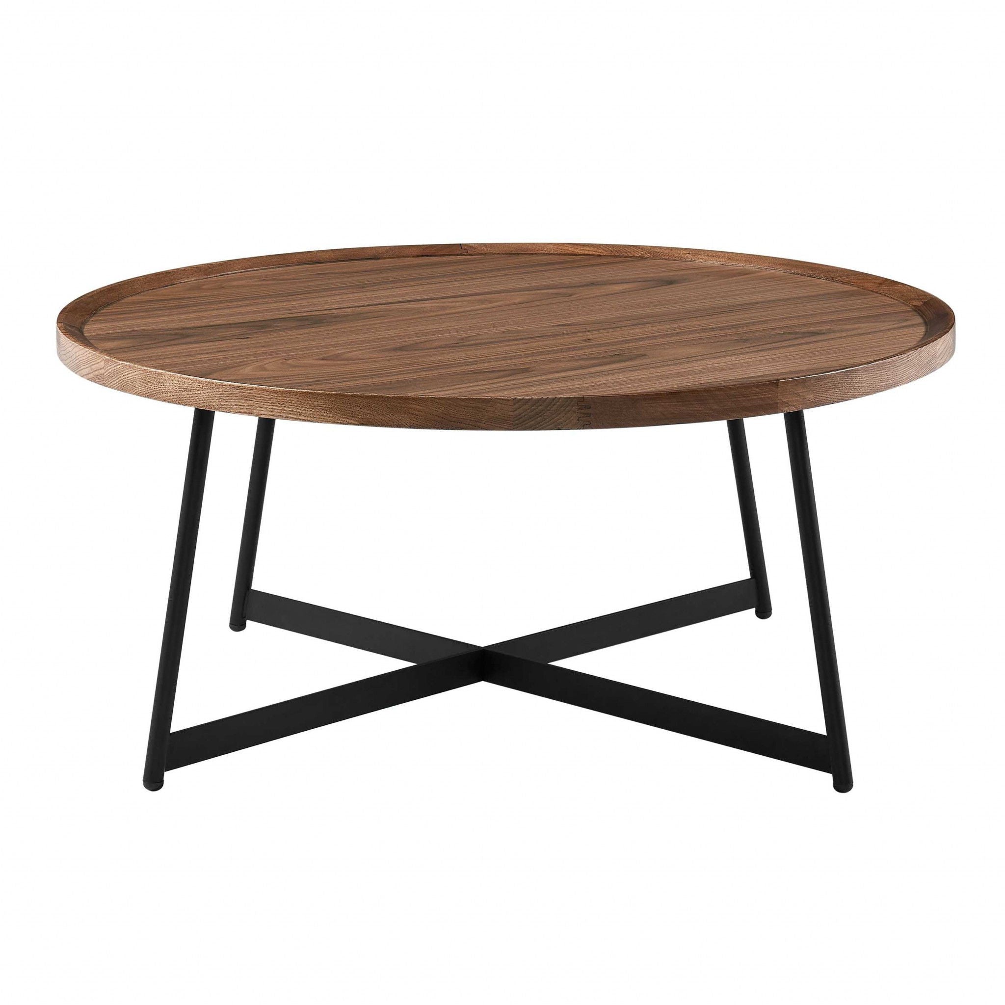 Round Coffee Table - Black / Walnut