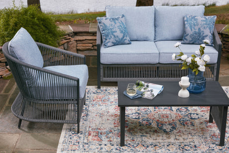 Bridges Beach - Loveseat, Lounge Chairs, Table Set (Set of 4) - Gray - view 6