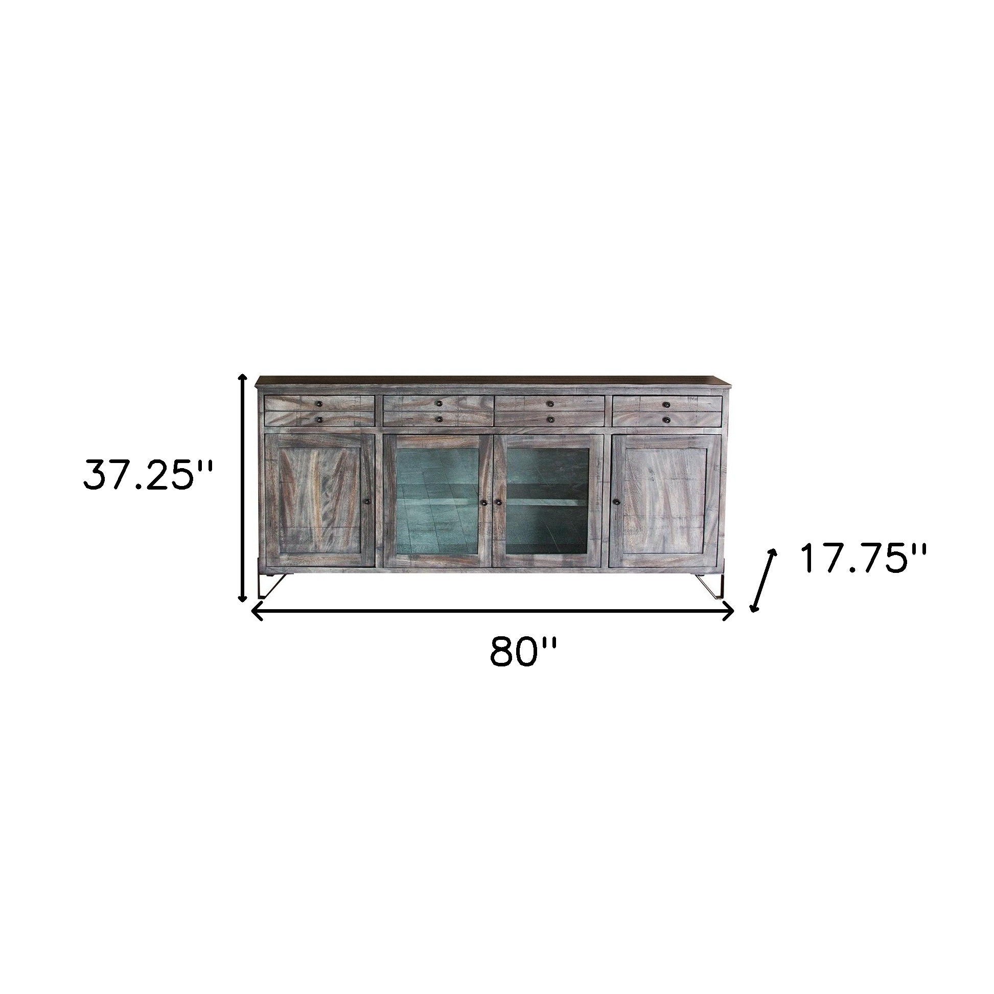 Wood Cabinet ,Enclosed Storage Distressed TV Stand - Gray