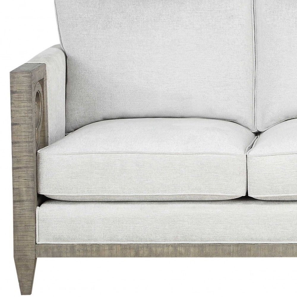 Fabric Sofa With Black And Gray Legs - White