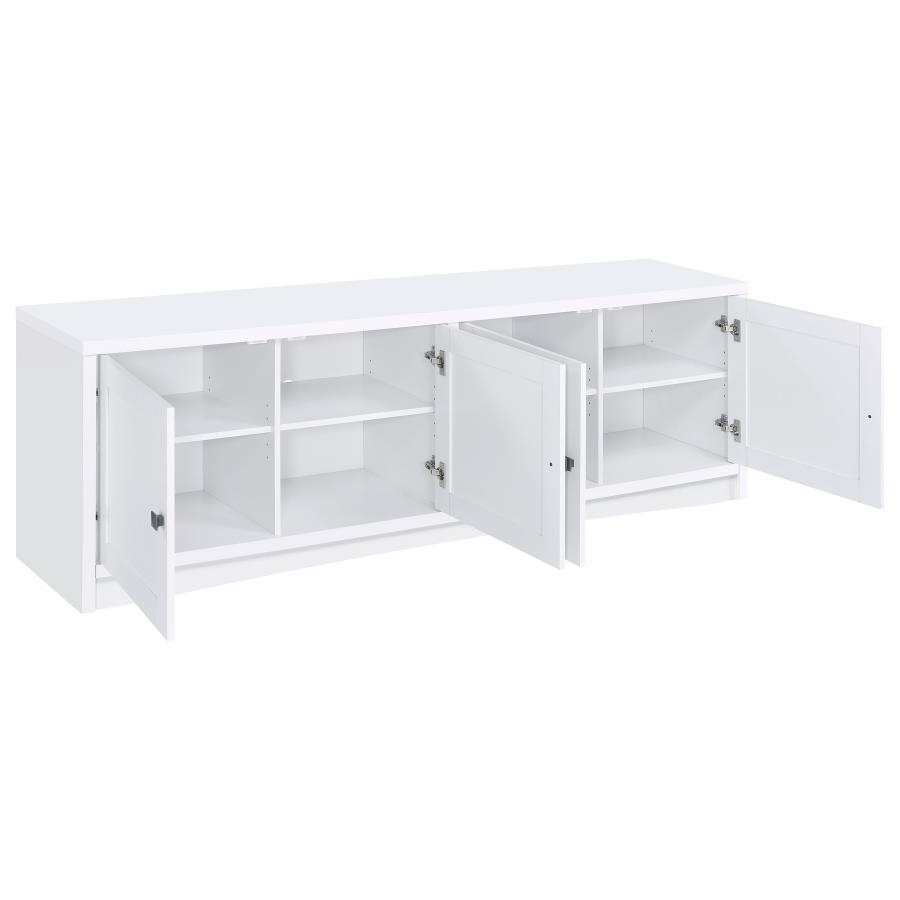 Laughlin - 4 Door Engineered Wood TV Stand - White by CoasterEveryday | Bel Furniture