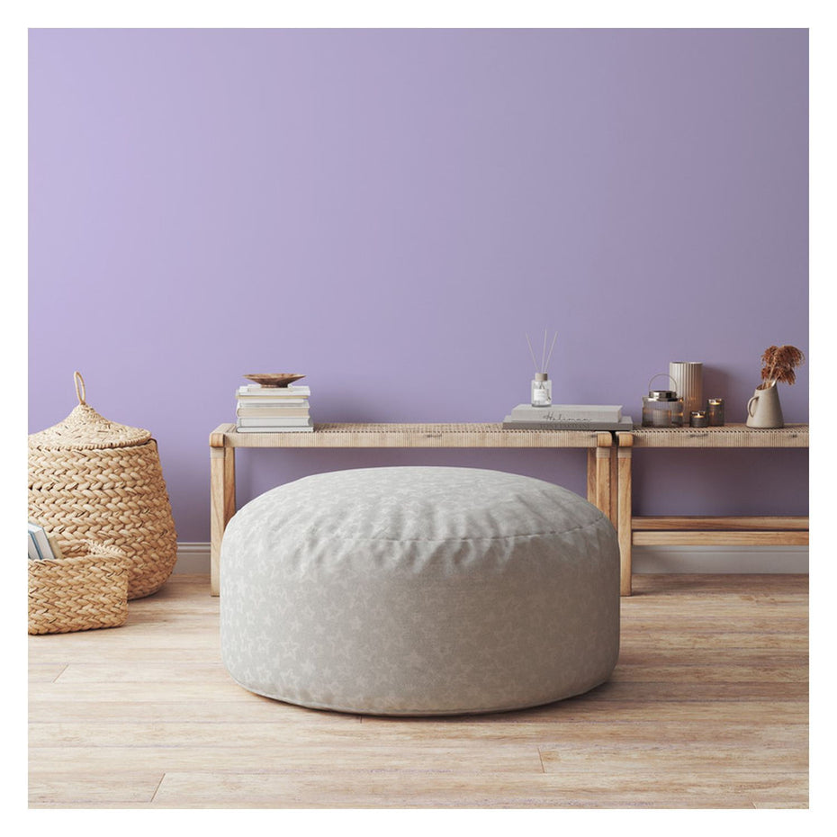 Cotton Round Abstract Pouf Cover - Gray