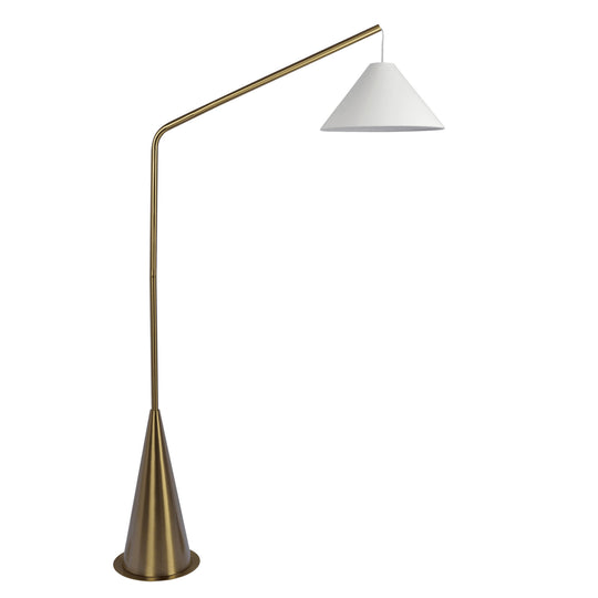 Lisbon - Floor Lamp With On / Off Switch Coned Base Hanging Shade - Antique Brass / White by Ashcroft Furniture | Bel Furniture