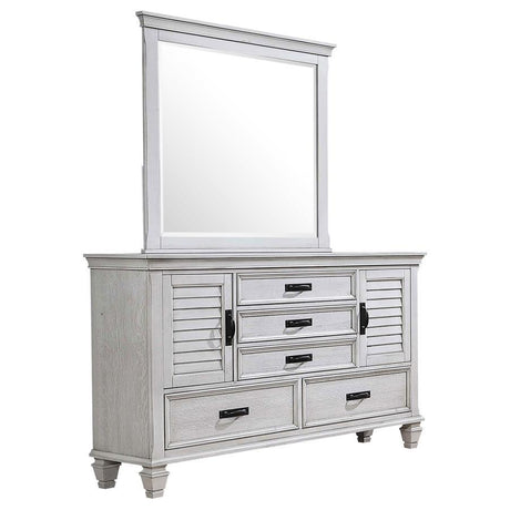 Franco - 5-Drawer Dresser With Mirror White by CoasterEssence | Bel Furniture