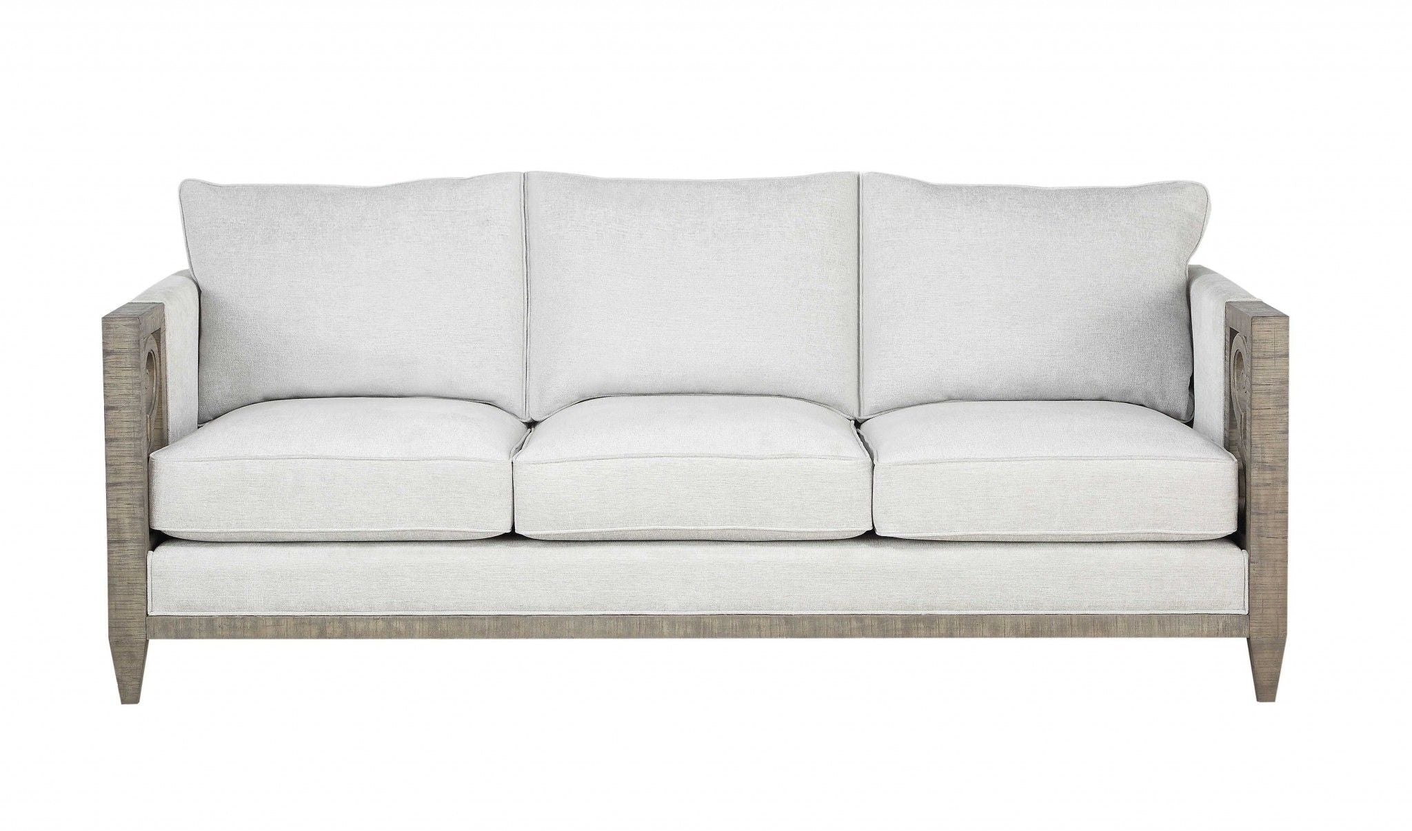 Fabric Sofa With Black And Gray Legs - White