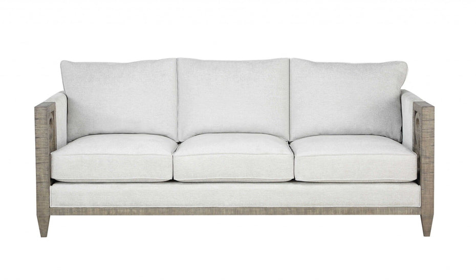 Fabric Sofa With Black And Gray Legs - White