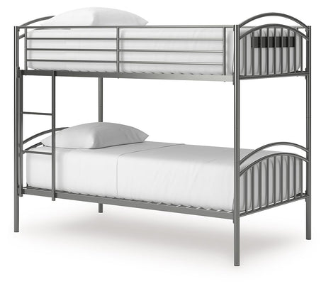Lanceburg - Twin/Twin Bunk Bed With Ladder - Gray - view 4