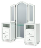 Kozlani - 3 Pc. - Vanity, Mirror And Stool - White