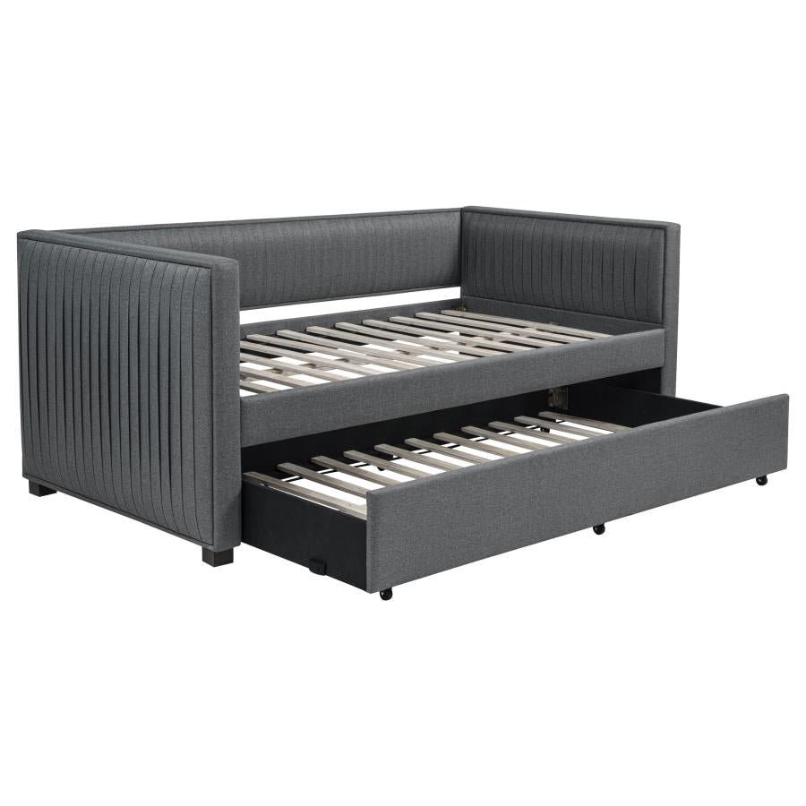 Brodie - Upholstered Twin Daybed With Trundle - Gray