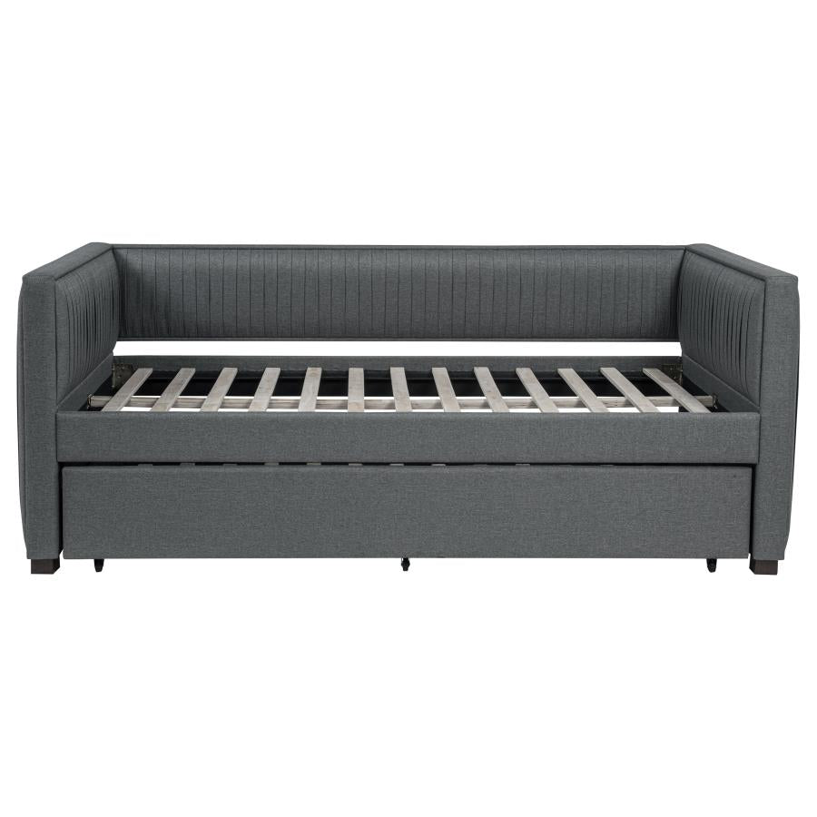 Brodie - Upholstered Twin Daybed With Trundle - Gray