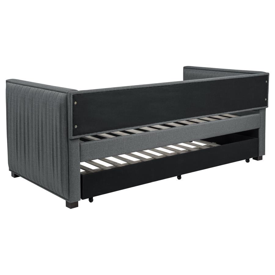 Brodie - Upholstered Twin Daybed With Trundle - Gray