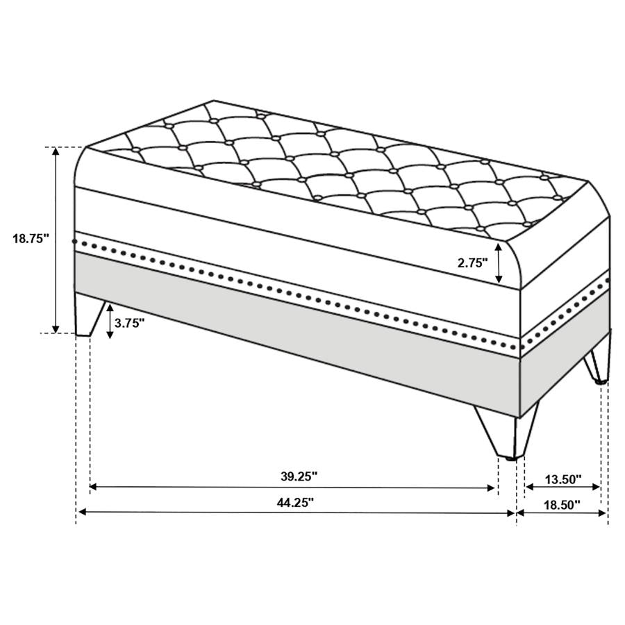 Barzini - Velvet Upholstered Tufted Storage Bench - Black