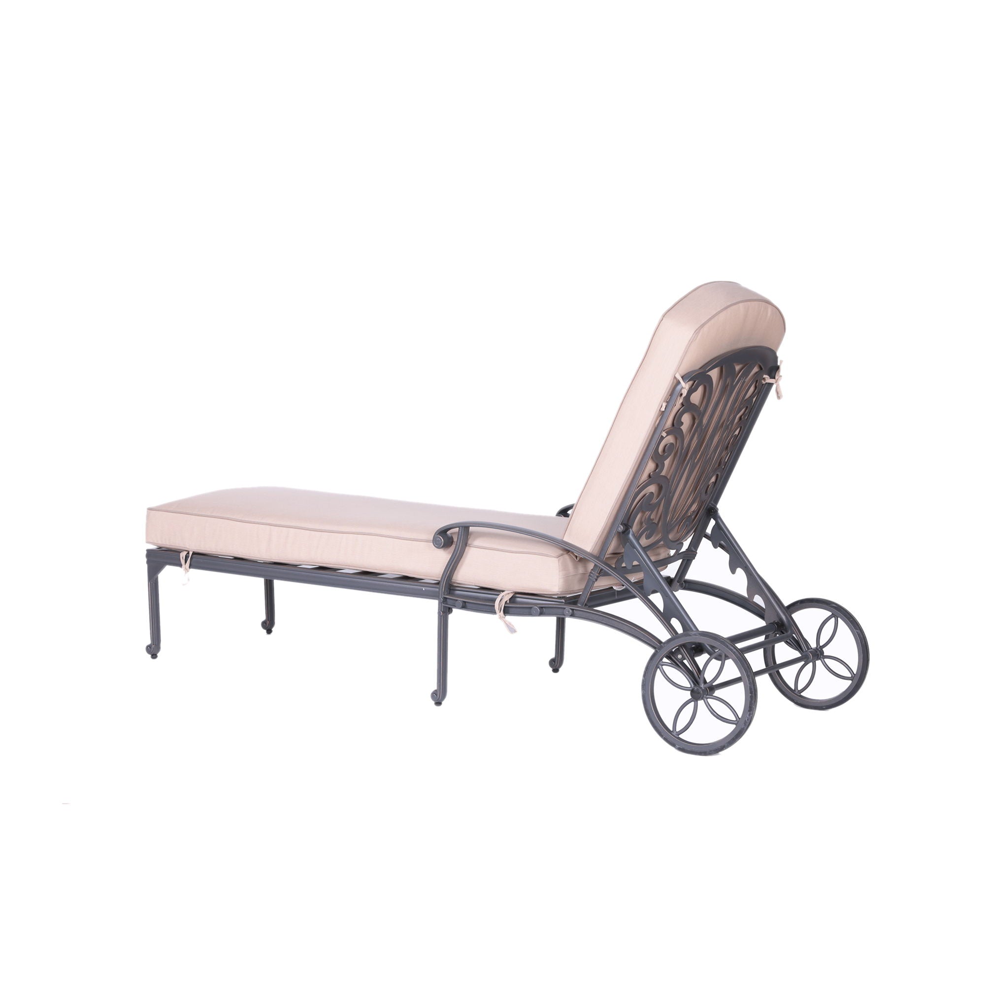 Reclining Chaise Lounge Set With Cushion And Table - Metal