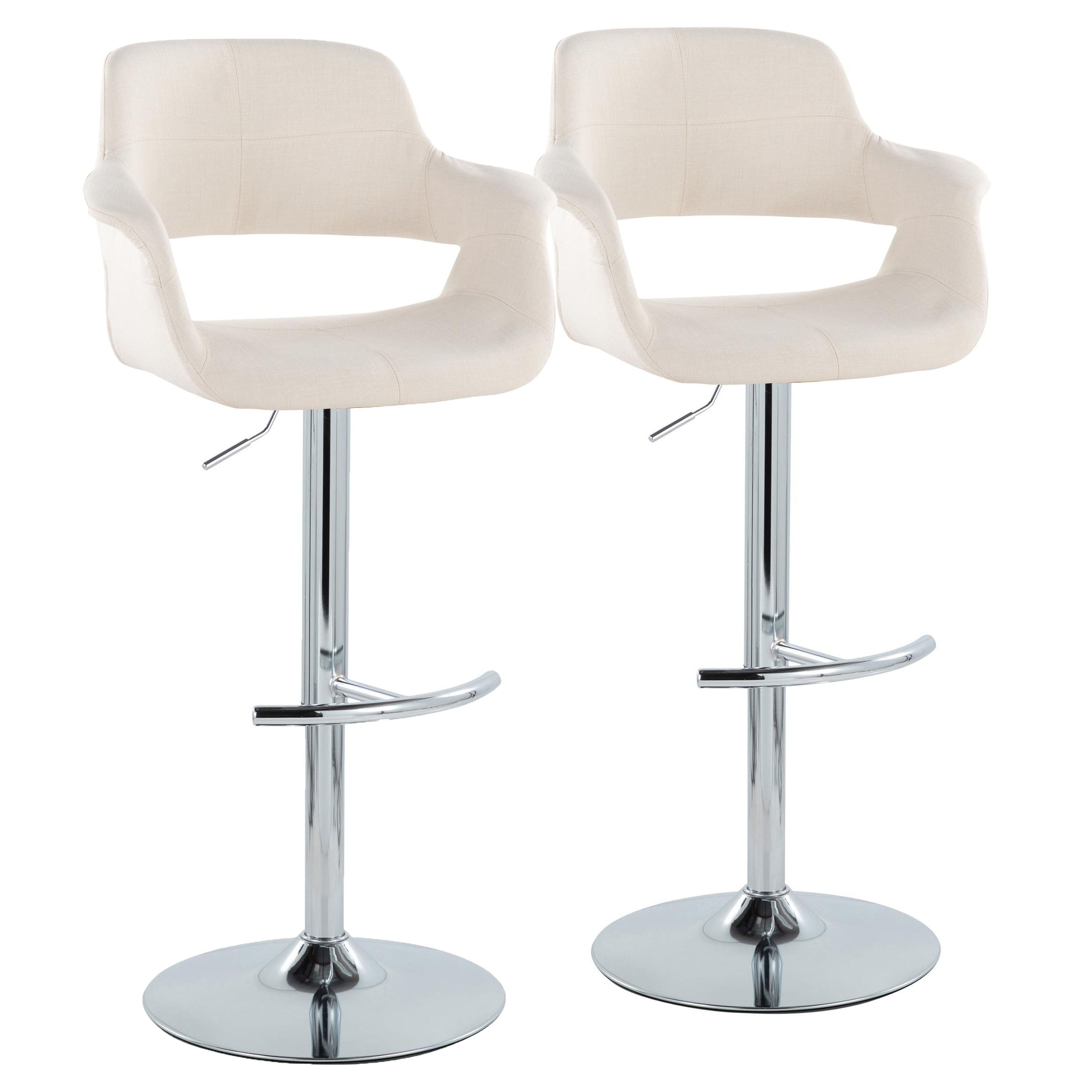 Vintage Flair - Mid Century Modern Adjustable Barstool With Swivel With Rounded T Footrest (Set of 2)