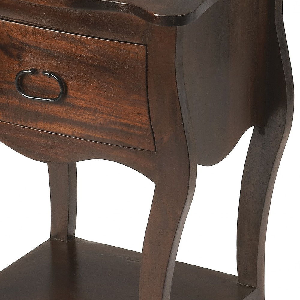 One Drawer Solid Wood Nightstand - Brown