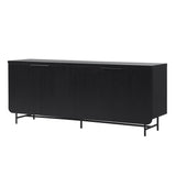 Modern Fluted Door Minimalist Storage Sideboard Black by Walker Edison | Bel Furniture