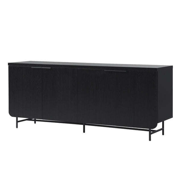 Modern Fluted Door Minimalist Storage Sideboard Black by Walker Edison | Bel Furniture