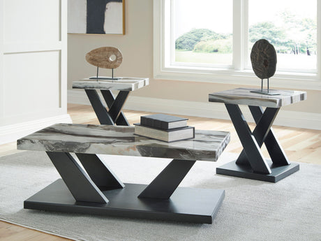 Cendill - Occasional Table Set (Set of 3) - Dark Brown / White / Black - view 5