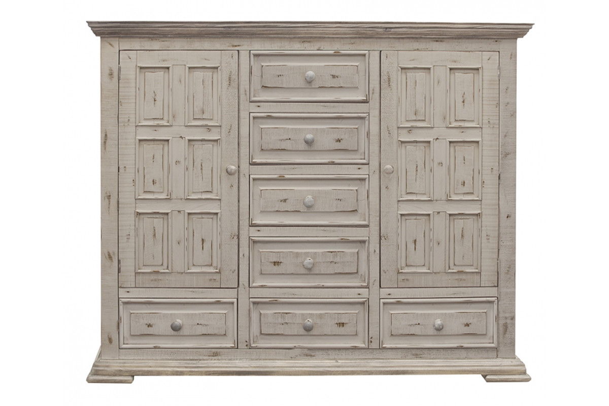 Solid Wood Seven Drawer Gentlemans Chest - White