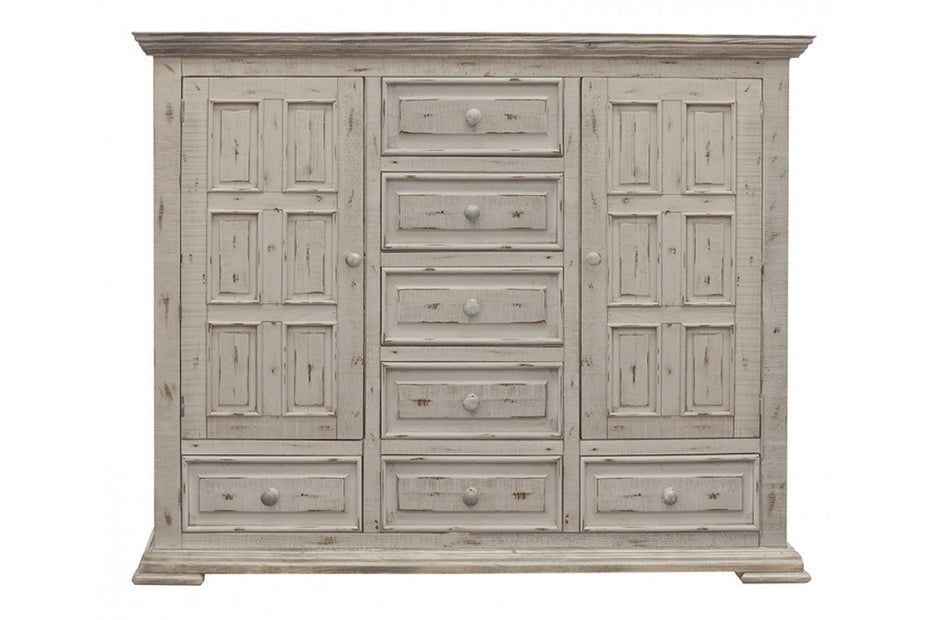 Solid Wood Seven Drawer Gentlemans Chest - White