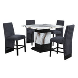 Sammi - Bar Table With And Pedestal Base - Black / White Print
