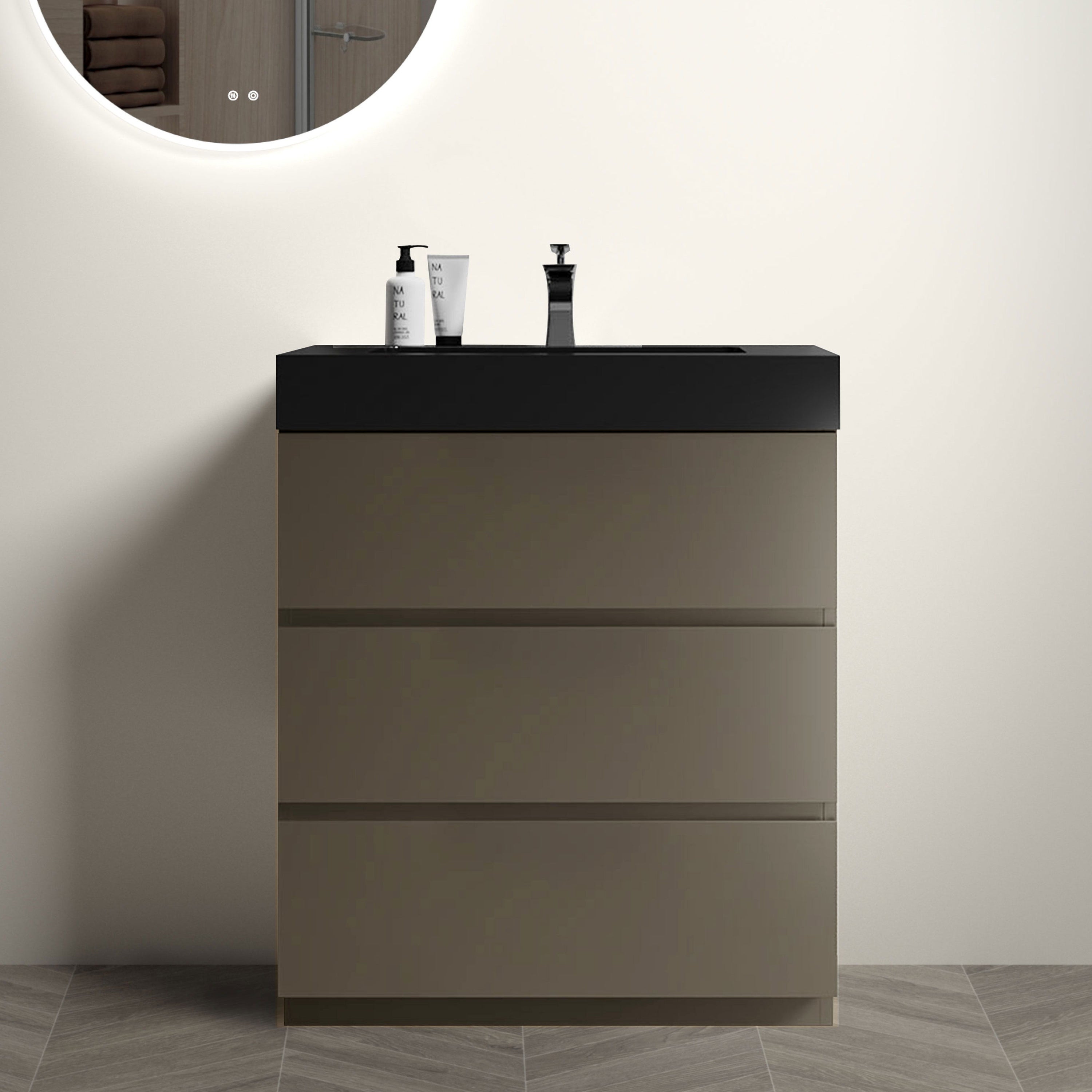 Alice - Bathroom Vanity With Sink, Large Storage Freestanding Bathroom Vanity For Modern Bathroom, One-Piece Sink Basin Without Drain And Faucet