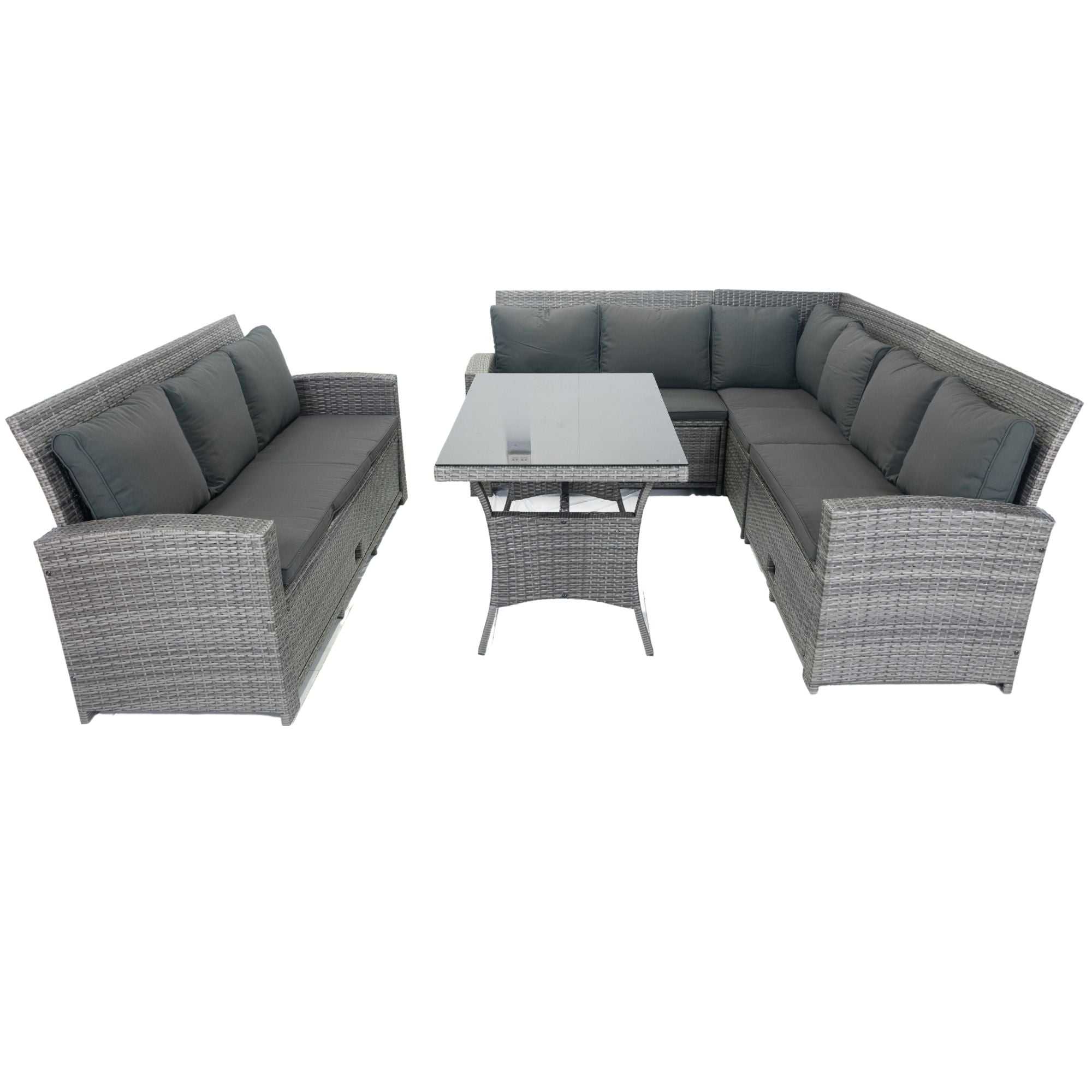 5 Piece Patio Wicker Outdoor Sectional Set 9 Seater Conversation Set With 3 Storage Under Seat