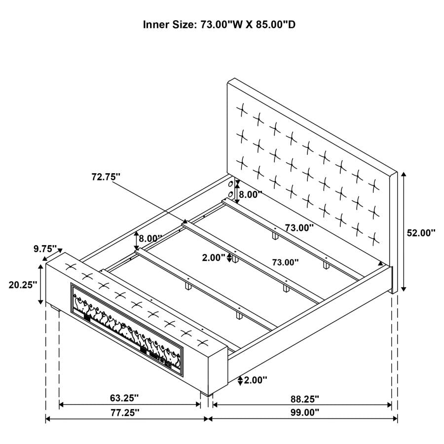 Senna - Upholstered Audio Flame Visualizer Bed