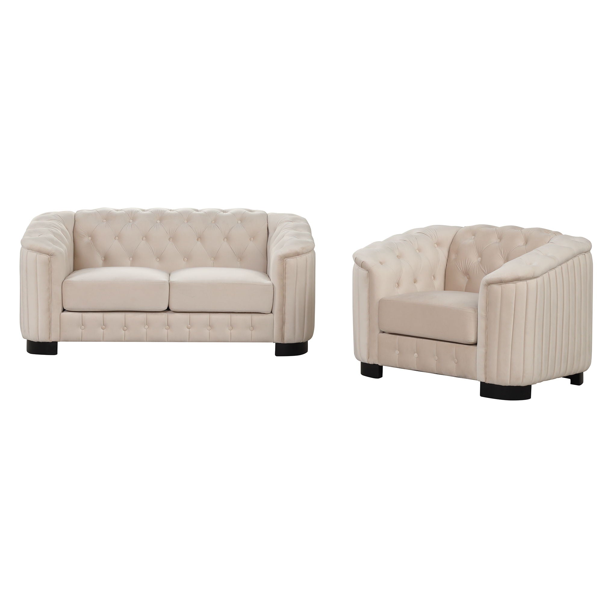 3 Piece Sofa Sets Modern With Rubber Wood Legs, Velvet Upholstered Couches Sets Including Three Seat Sofa, Loveseat And Single Chair For Living Room Furniture Set