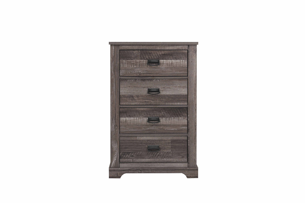 Gracie Driftwood Gray 4-Drawer Chest with Antique Black Metal Handles