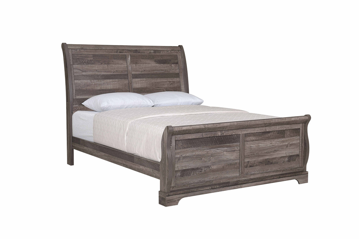 Gracie Driftwood Gray 6-Piece Bedroom Set with Sleigh Bed & Antique Black Hardware