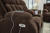 Free Wake - Double Relcining Power Loveseat With Console - Chocolate