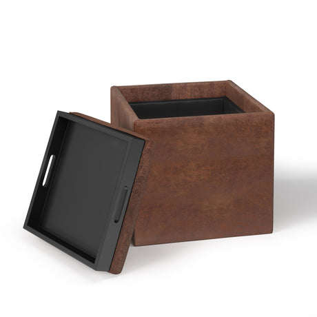 Rockwood - Upholstered Cube Storage Ottoman With Tray - view 20