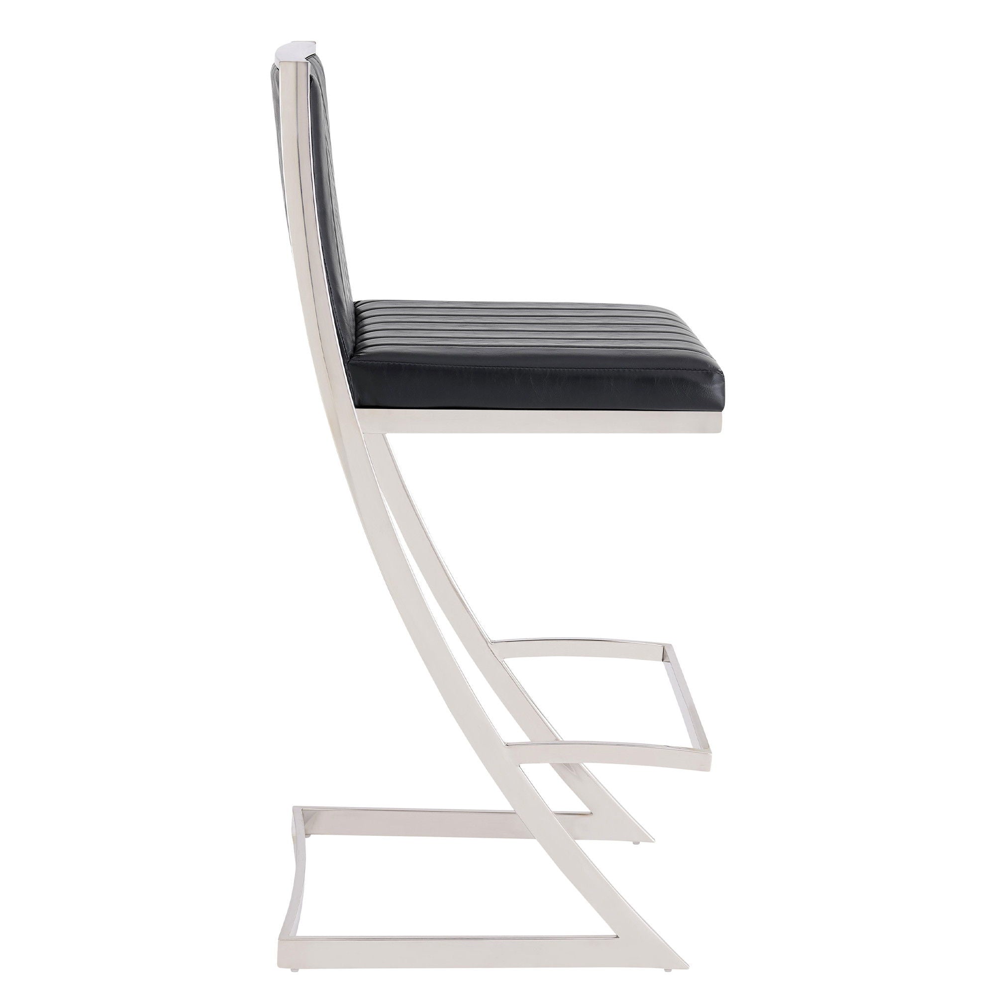 Bar Height Bar Chair - Black / Silver