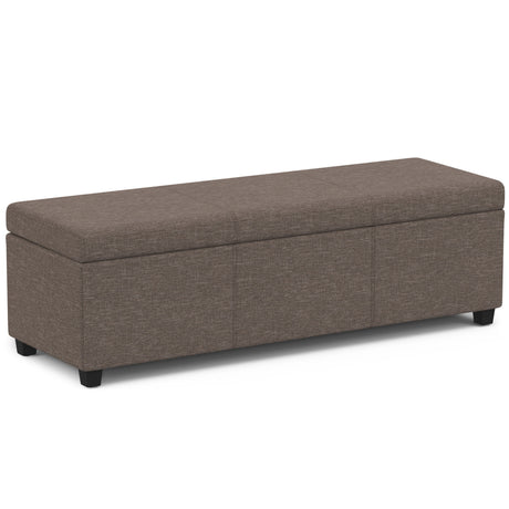 Avalon - Multifunctional Storage Ottoman Bench Dark Brown 53.9"W x 18"D x 16.1"H Fabric by Simpli-Home | Bel Furniture