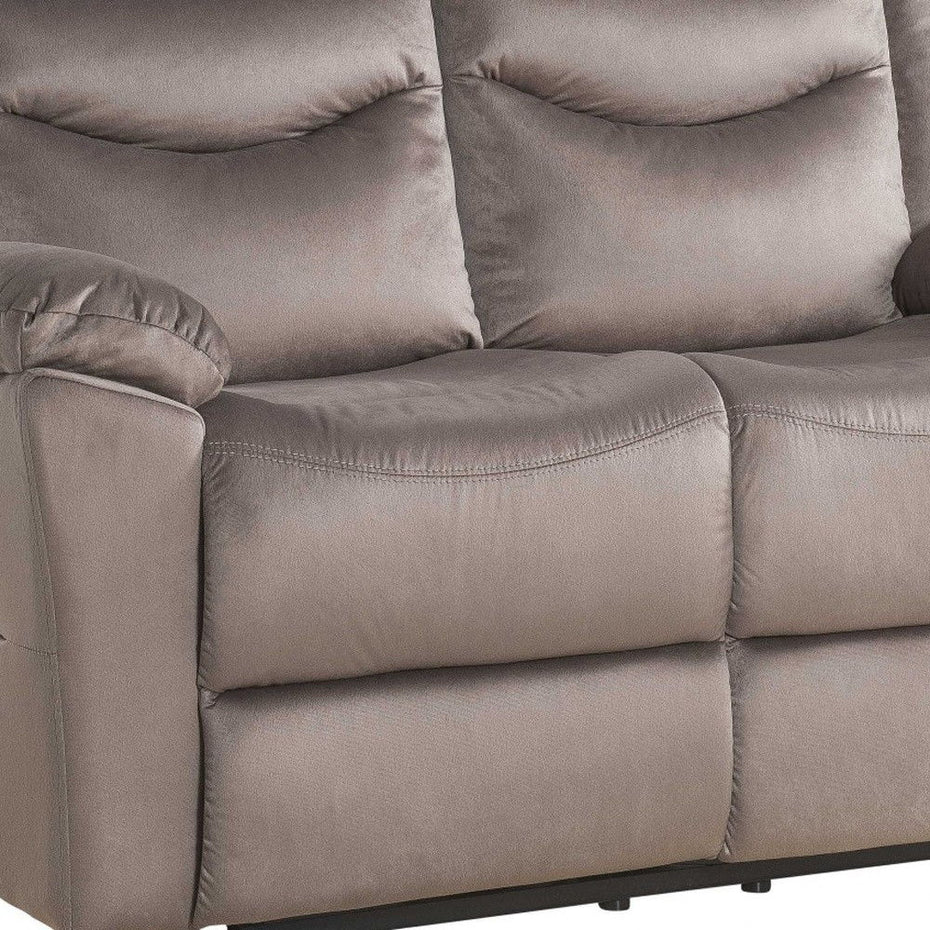 Velvet Manual Reclining Love Seat - Brown